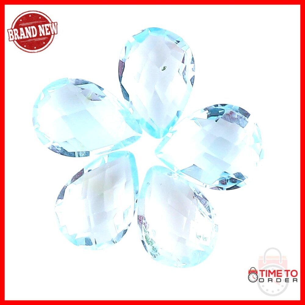 5 Natural AAA Grade Topaz Gemstones, 9-11mm Briolette Pear Shape